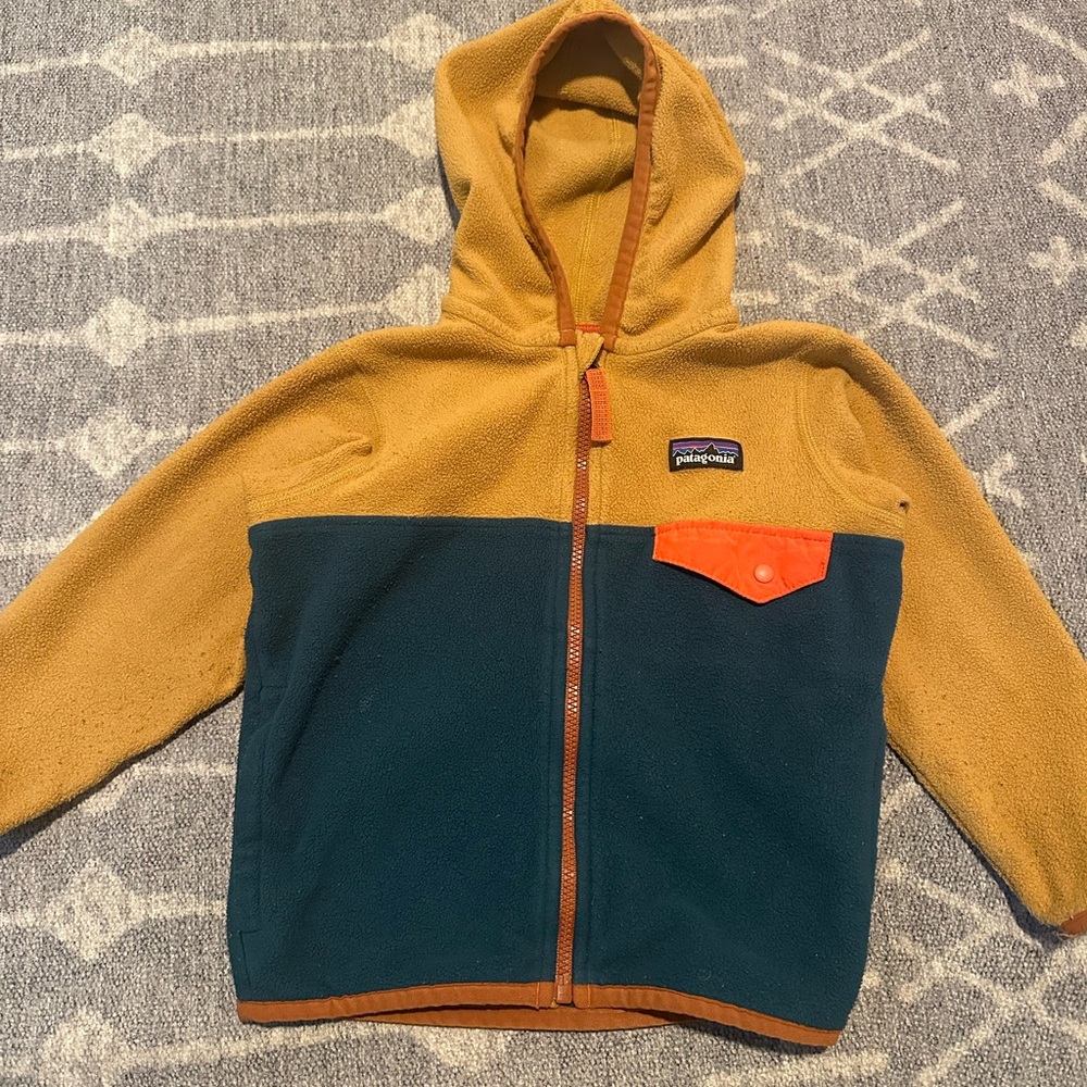 Patagonia Fleece Jacket in Mustard and Teal